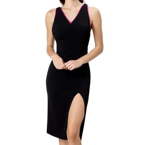 Dress the Population Gianna Black & Fuchsia Low Back Sheath Dress Women’s XXS - Picture 2 of 15